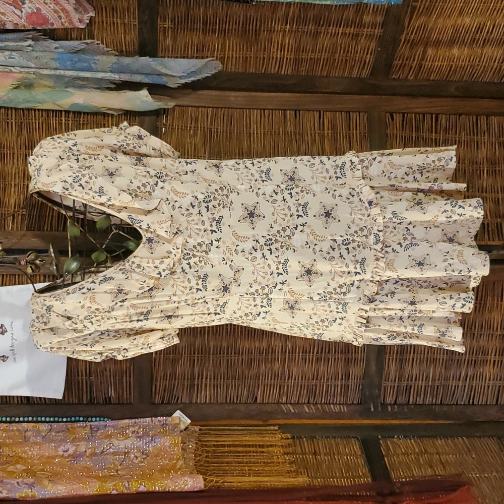 Spell Cream and Blue Floral Mini Dress